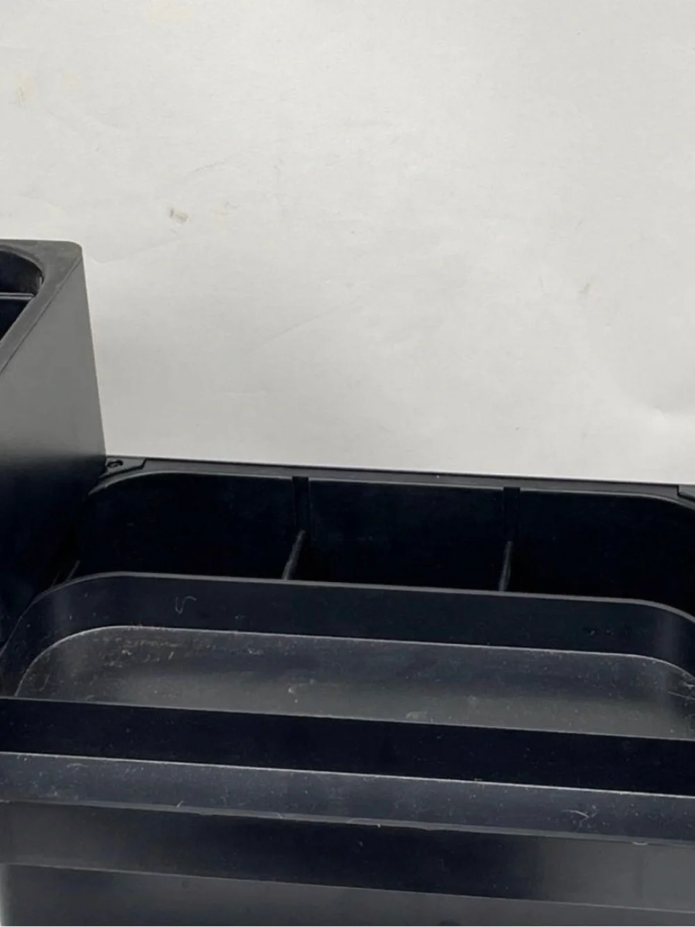Black Multi-Compartment Plastic Storage Box with Handle
